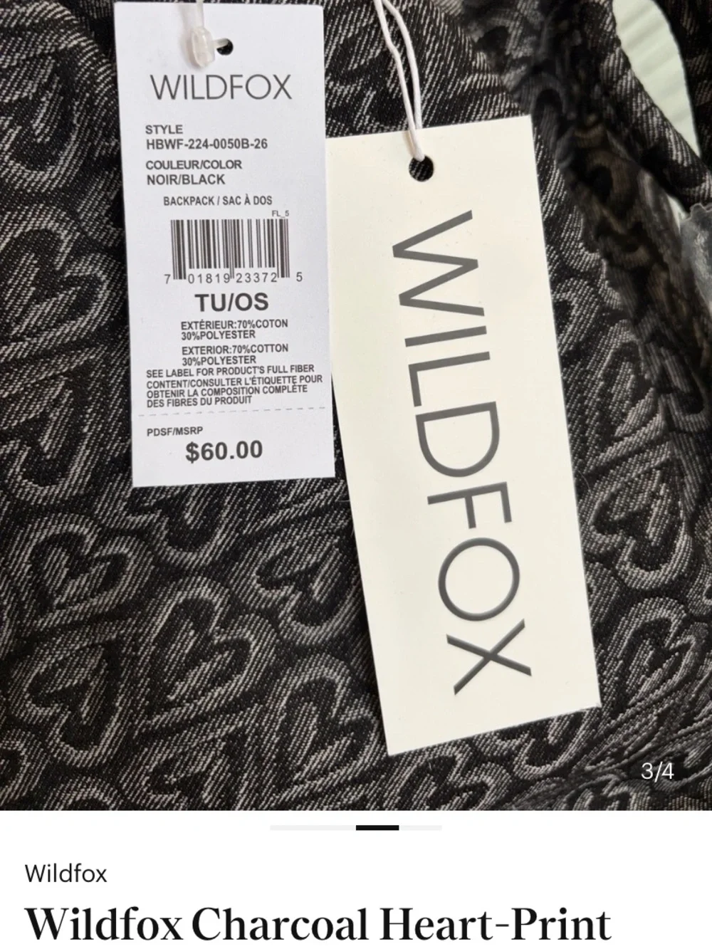 Wildfox drawstring backpack